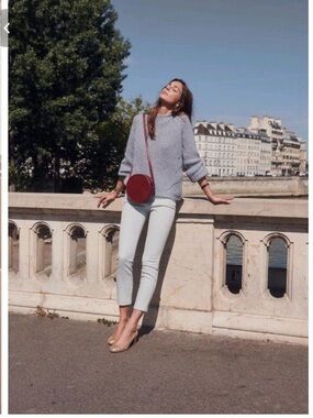 Sezane Clara Trousers - Light Blue Houndstooth